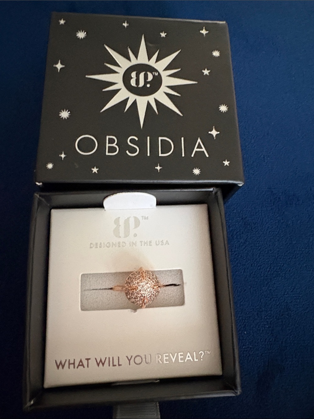 Obsidia Rose Gold Pavé Cluster Ring